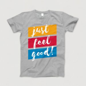 Spruch-T-Shirt "just-feel-good", grau-meliert