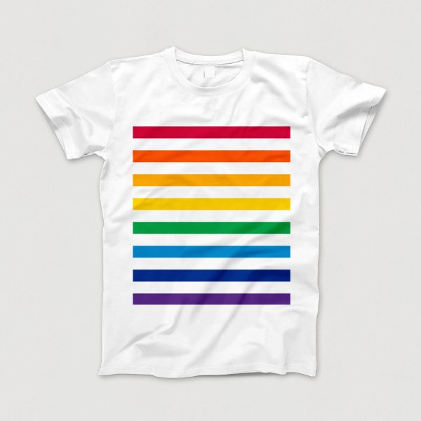 Streifen-T-Shirt, weiss, bunt