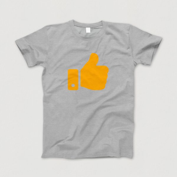 Awesome-Shirt, grau-meliert, "Like" (gelb-orange)