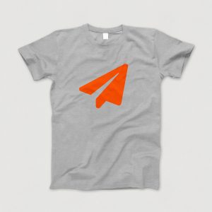 Awesome-Shirt, grau-meliert, "Papierflieger" (orange)