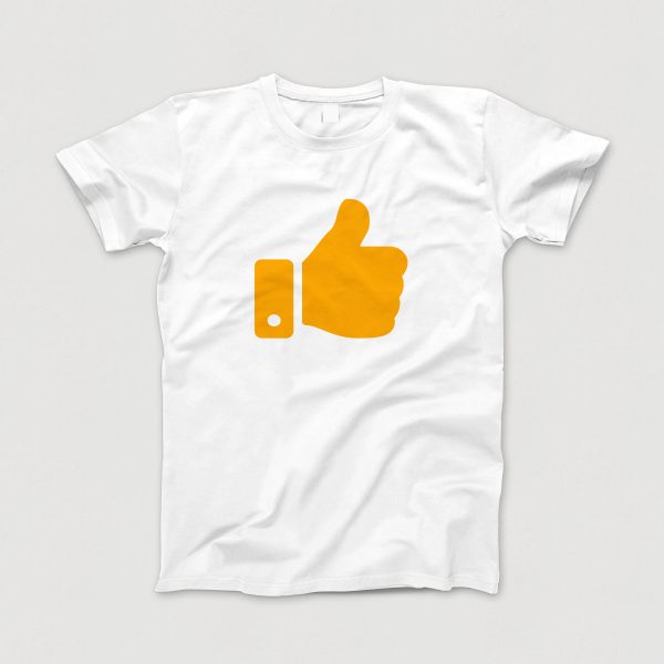 Awesome-Shirt, weiss, "Like" (gelb-orange)