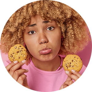 sad girl with cookies